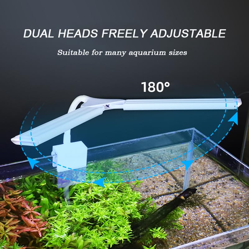 LED Aquarium Light Full Spectrum Clip Fish Tank Light Plants Light 360° Adjustable 2 Light Bar Super-Bright 8W Suitable for 20-40 Gal Fish Tank - size: 8W For 10-35 Gal Fish Tank