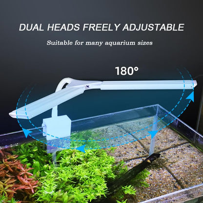 LED Aquarium Light Full Spectrum Clip Fish Tank Light Plants Light 360° Adjustable 2 Light Bar Super-Bright 8W Suitable for 20-40 Gal Fish Tank - size: 8W For 10-35 Gal Fish Tank