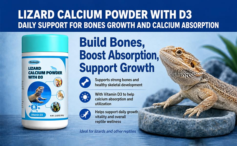 Pet Lizard D3 Calcium Powder—Organically Extracted—Powder (2.82 oz)
