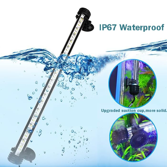 Submersible Aquarium Light Underwater Fish Tank Light with Timer Auto On/Off, LED Aquarium Light Bar 3 Light Modes Dimmer Adjustable Brightness,11.4inch (with Timer&dimmer) - color: 11.4inch (With Timer&dimmer)