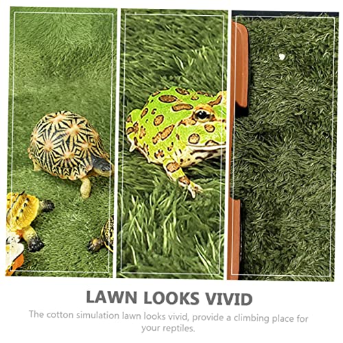 Toddmomy Horned Frogs Moss Carpet for Reptiles and Amphibians Green Faux Grass Mat for Terrarium Moisture Retaining Bedding for Crawling Pets Tortoise and Lizard Habitat Accessory