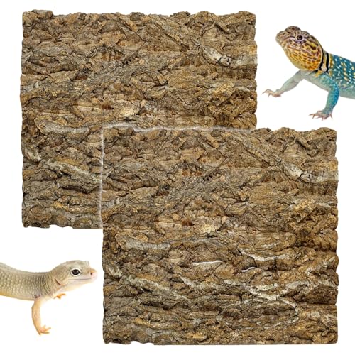 kathson 2Pcs 11.8” L x 11.8” W Cork Tile Background Bark Terrarium Backdrop Wall Decor Cork Bark for Reptiles Reptile Climbing Mat for Spider Gecko Lizard Bearded Chameleon Dragon Turtle Snake