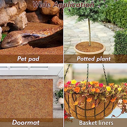 ZeeDix 3 Rolls Reptile Carpet, 24 x 48 inches Natural Coconut Fiber Liner Mat Flooring Accessories for Reptile Tank - Bearded Dragon Tortoise Lizard Turtle Snake Leopard Gecko Substrate Bedding - size: 3 Pcs (24X48in)