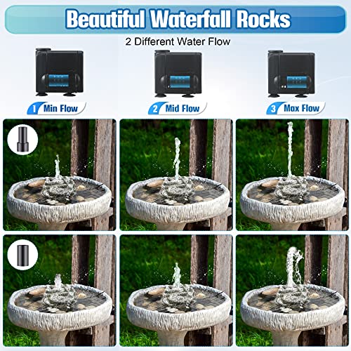 Bird Bath Fountain, Bird Bath Water Fountains with 7W Water Pump, Gray Moss Resin Granite Water Fountain Rock Waterfall for Birdbath, Bird Feeder - style: Gray Rock