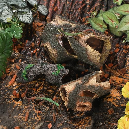 IBWell Aquarium Wood Fish Tank Decorations，Resin Fake Logs Terrarium DÉCor, Reptile Hide Aquarium Hideout for Fish Cave, Small Turtles, to 20 Gallon Tank - size: 8.3"*3.5"*15.9"