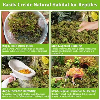 Legigo 3.5 OZ Sphagnum Moss for Reptile- 4 QT Natural Reptile Moss Terrarium Moss Substrate, Snake Tank Moss Peat Moss Reptile Bedding for Snake, Gecko, Ball Python, Frog and Orchids Plants - size: 3.5 OZ
