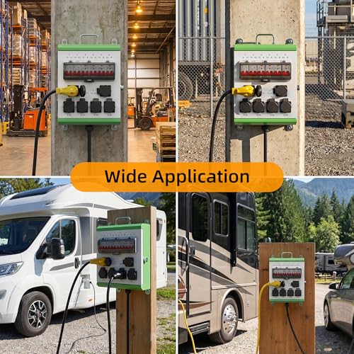 Joinfworld Power Distribution Box, 20A/30A 125V Electrical Box with NEMA 5-20R/L6-30R/L14-30R IP67 Waterproof Breaker Box Power Socket for RV, Construction Site Home Garage - size: 30A Power Distribution Box