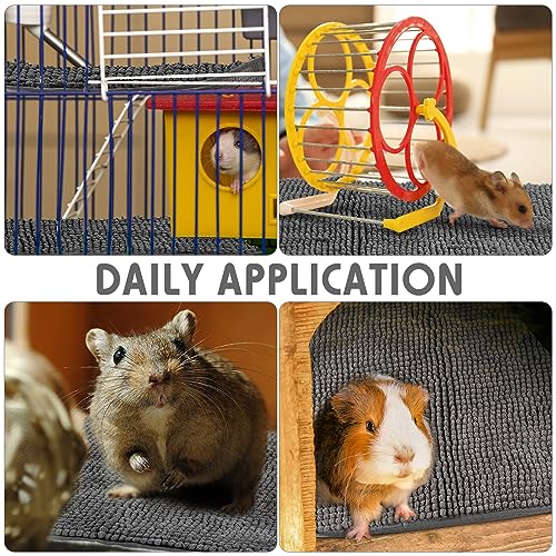 Amylove 4 Pcs Guinea Pig Cage Liner 47 x 24 Inch Washable Chenille Pee Pads Pet Dog Cat Bedding Training Mat Reusable for Small Animals Puppy Bunny Hamster Chinchilla - color: Dark Gray, size: 47 x 24 Inch, style: Low Pile Chenille