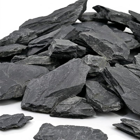 Natural Black Slate Rocks 5lbs - Thin Flat Stones for Fish Tank Aquascaping, Aquariums, and Paludariums - Decorative Stones for Terrariums, Vivariums, Reptile Enclosures, and Gardens