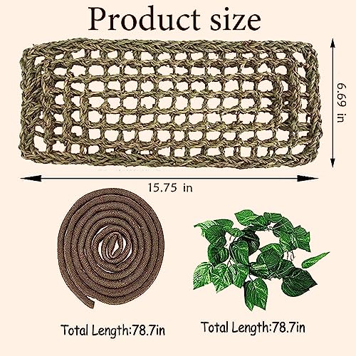 5 PCS Tank Accessories for Bearded Dragon Include Resin Classical Castle Reptile Climb Habitat Decor Hanging Jungle Vines Flexible Leaves Climbing Decor for Lizard Gecko Chameleon Spider