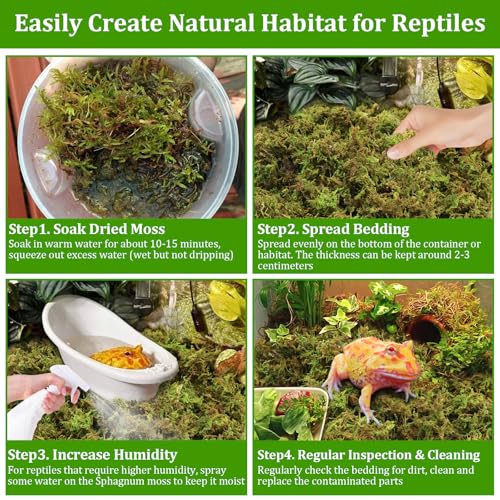 Legigo 2.6LB Sphagnum Moss for Reptile- 48QT Natural Reptile Moss Terrarium Moss Substrate, Snake Tank Moss Peat Moss Reptile Bedding for Snake, Gecko, Ball Python, Frog and Orchids Plants - size: 2.6LB