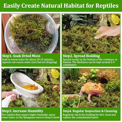 Legigo 2.6LB Sphagnum Moss for Reptile- 48QT Natural Reptile Moss Terrarium Moss Substrate, Snake Tank Moss Peat Moss Reptile Bedding for Snake, Gecko, Ball Python, Frog and Orchids Plants - size: 2.6LB