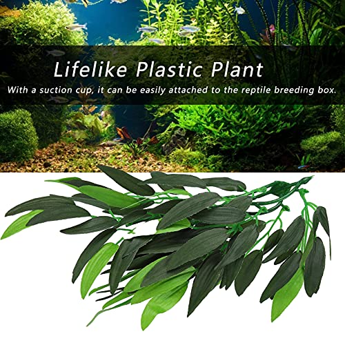 Artificial Reptile Plants Lifelike Plastic Plant Hanging Leaves Decoration with Suction Cup for Reptile Terrarium Fish Tank (T-044F) - size: T-044F