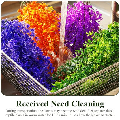 Suncalla Reptile Plants Terrarium Hanging Plants Vines Boston Climbing Terrarium Plant with Suction Cup for Bearded Dragons Lizards Crested Gecko Snake Crab Tank(Multicolor Series,4 Colors) - style: Multicolor Series