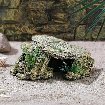 IBWell Leopard Gecko Hide Small Reptile Hides Resin Mini Reptile Basking Rock Humid Hide Turtle Cave Lizard Hide Reptile & Amphibian Habitat DÉCor