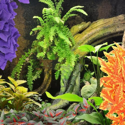 Happyyami 3pcs Artificial Reptile Plant Ornaments with Suction Cups, Simulation Fake Climbing Leaves for Terrarium Habitat Decor, Lifelike Green Foliage for Lizard and Amphibian Tanks