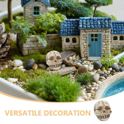 Luxshiny 20pcs Resin Mini Skull Figurines Halloween Lawn Decorations for Garden, Aquarium, Terrarium, Outdoor Yard Decor Smiling Skeleton Heads