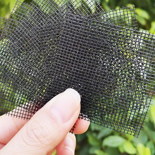 100 Pcs 4x4 Inch Plastic Mesh Screen for Plant Pots - Black Drainage Hole Covers for Succulents, Flowers & Planters - Bonsai Soil Mesh Pad Prevents Erosion, Adjustable Cut-to-Size Planter Liner