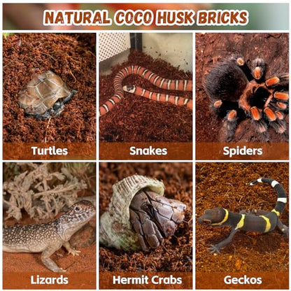 Legigo 6 Pack Coconut Fiber Substrate, Natural Coco Coir Bedding for Reptiles Turtles, Tortoises, Snake, Hermit Crab, Gecko, Lizard, Bioactive Terrarium Soil for Humidity Control and Plant Substrate - color: 6 Pack