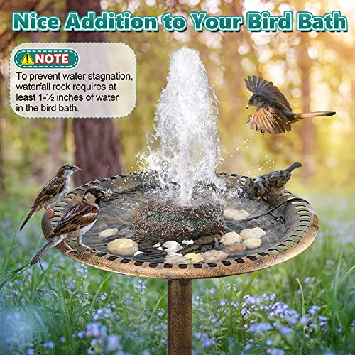 Dreyoo Fountain for Bird Bath, Red Moss Resin Granite Water Fountain Rock with 7W Water Pump, Bird Bath Fountains for Hummingbird Birdbath, Bird Feeder, Small Aquarium, Fish Tank - style: Red Rock