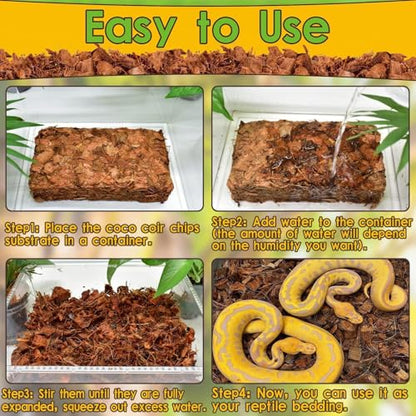 Halatool 2-Pack Coconut Husk Chips for Reptiles, Compressed Coco Chips Substrate for Snakes Tortoises Geckos Lizards Hermit Crab Ball Python - color: 2 Pack