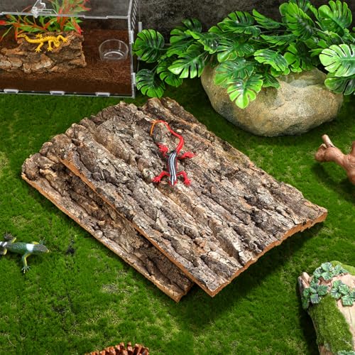 SEWACC 2pcs Cork Terrarium Background 11.8x7.9in Natural Cork Bark Climbing Mat Reptile Tank Background Board Habitat Decoration for Gecko Lizard Tortoise Turtle Chameleon Beared Dragon