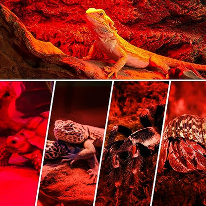 REPTI ZOO 150W Infrared Heat Lamp Bulb for Reptile, 2 Pack Infrared Basking Spot Light for Reptiles & Amphibian,Bearded Dragon, Leopard GeckoTurtle,Lizard, Chickens | Pet Brooders Heat Lamp - style: 150W/Infrared Lamp