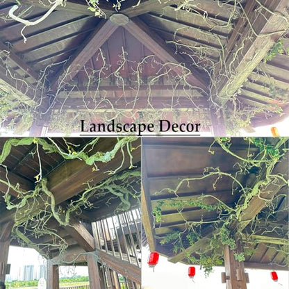 118 inch Big Artificial Green Tree Branches Ivy Grapevine Garland Fake Tree Trunk Wall Door Hanging Plants Twigs Moss for Garden Home Wedding Outdoor Jungle Leaves Room Decoration - size: Large