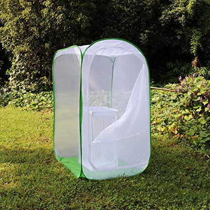 5 Feet Extra Large Monarch Butterfly Habitat, Giant Collapsible Insect Mesh Cage Terrarium Pop-up (White + Green, 35 x 35 x 59 Inches) - size: 35 x 35 x 59 Inches