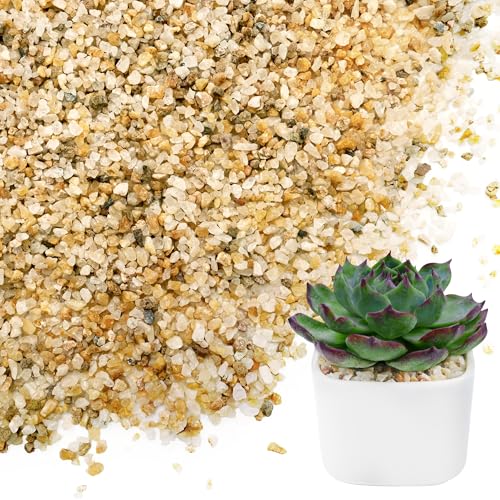 NUPICK 1-2mm Coarse Sand for Plants, 3lb Horticultural Grit for Succulents, Desert Silica Sand for Cactus, Decorative Gravel for Landscaping, Gold Grit for Aquariums, Bonsai, Vases Fillers - size: 1-2mm, style: 3lb
