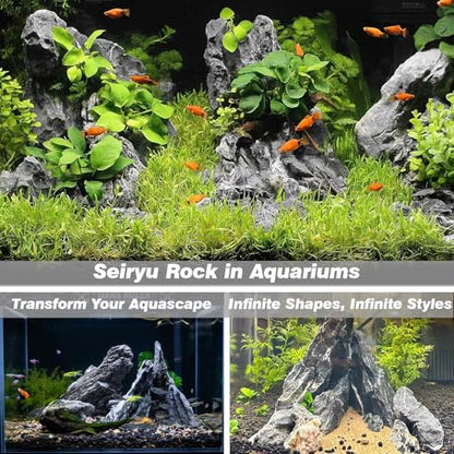 Unocho Seiryu Stone Aquarium Rocks 40lb Natural Fish Tank Rocks for Aquascaping Garden Landscaping Decoration Paludarium Amphibian Enclosures(3-12 Inches) - size: 40LB(3-12 inches)