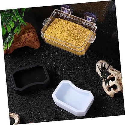 BESPORTBLE 2pcs Reptile Feeder Cup Water Dish Escape Feeding Bowl for Lizard Bearded Dragon Gecko Small Food-Grade Material Strong Suction Cup for Secure Placement