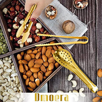 12 Pack Gold Premium Small Serving Tongs, Dmoera Mini Stainless Steel Appetizer Tongs, 5 Inch(12.7cm) - size: 5.1 inch