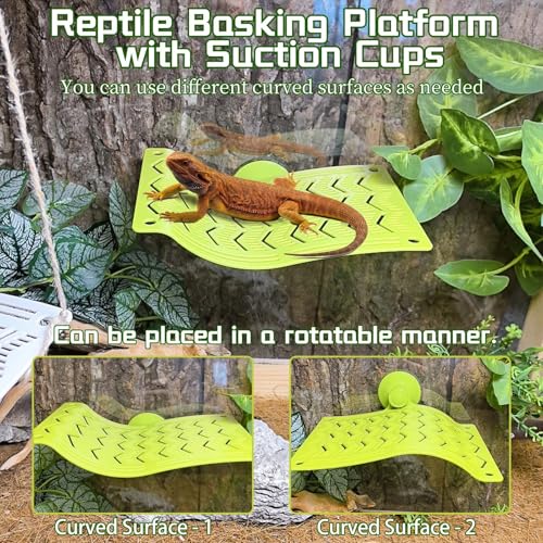 2PCS Reptile Hammock & Basking Platform with Suction Cups,Turtle Dock,Reptile Hammocks Climbing Lounger Tank Accessories for Lizards Frog Gecko Snakes Amphibian