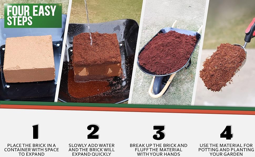 Kempf Compressed Coco Coir Pith Block, 10 Pound Block, Natural Potting Mix, Expands to 18 Gallons
