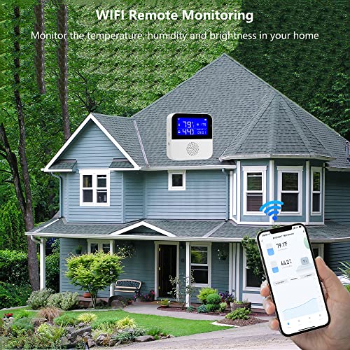 WiFi Hygrometer Thermometer Sensor with External Probe,Aquarium Thermometer,Wireless Digital Monitor Real-time sync Update, Backlight LCD,Work with Tuya app,for Home Greenhouse,Fish Tank, Refrigerator