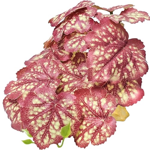 Woyrise Reptile Plants for Terrarium Decor, Ball Python Tank Accessories fit Bearded Dragon Crested Leopard Gecko Lizard Chameleon Snake Frog Tortoise Hermit Crab - Fake Pink Heuchera - color: C-fake Heuchera Micrantha Pink