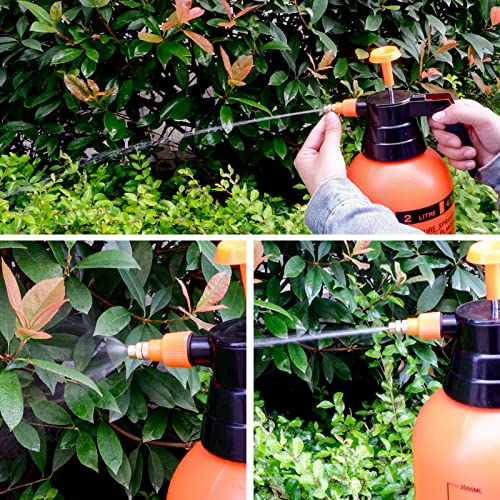 68oz Garden Pump Sprayer, 2L Hand Pressure Sprayer Bottle, 0.5 Gal Lawn Adjustable Sprayer for Plant Mister Spraying Weeds Home Cleaning Watering (Orange) - color: Orange
