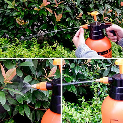 68oz Garden Pump Sprayer, 2L Hand Pressure Sprayer Bottle, 0.5 Gal Lawn Adjustable Sprayer for Plant Mister Spraying Weeds Home Cleaning Watering (Orange) - color: Orange