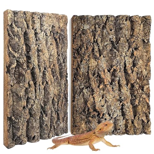 Tfwadmx 2PCS Thickened Cork Terrarium Bark Background, 11.8"x15.7" Natural Cork Bark for Reptiles Bearded Dragon Climbing Mat Reptile Climbing Wall Terrarium Background Decor for Lizard Gecko Snake - size: 2Pcs 11.81*15.75inch