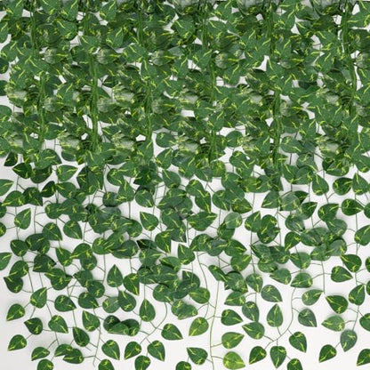 CEWOR Fake Ivy Vines for Room Decor 12pcs Fake Ivy Greenery Garland Wall Decor (Pothos)
