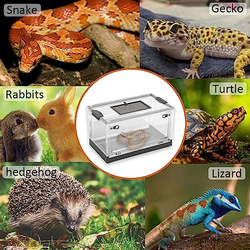 Dutiplus Large Snake Reptile Tank Amphibians Habitat Cages with Sliding Screen Top for Lizard, Gecko, Frog, Hamster Animals (21.65"x12.6"x12.2") (Black) - color: Black