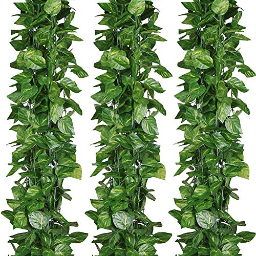 168 feet Artificial Vines Greenery Garland Fake Hanging Leaves Faux Foliage Plants for Wedding Party Garden Home Kitchen Office Wall Decorations (Scindapsus/24 Strands) - color: Scindapsus/24 Strands