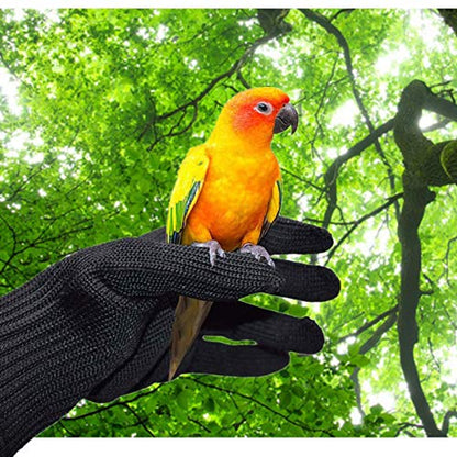 alfyng Bird Training Anti-Bite Gloves, Small Animal Handling Gloves, Chewing Protective Gloves for Small Animal Pet Squirrels Hamster Parrotlets Cockatiels Finch Macaw (1 Pair) - color: Black
