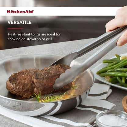 KitchenAid Stainless Steel Utility Tongs,12 Inch,(Pack of 12) - color: Stainless Steel, size: 11.6 Inches (Pack of 12)