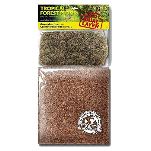 Exo Terra Tropical Forest Floor (Large - 2 Quarts Green Moss & 6 Quarts Coconut Husk Fiber)