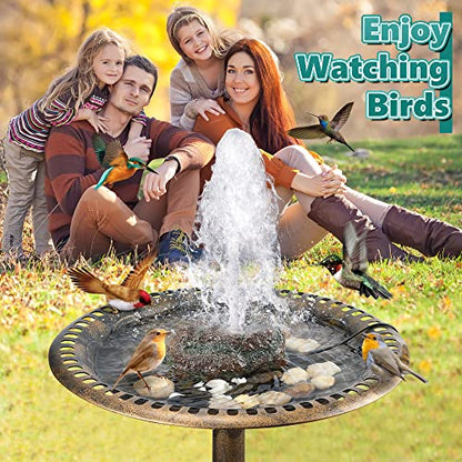 Dreyoo Fountain for Bird Bath, Red Moss Resin Granite Water Fountain Rock with 7W Water Pump, Bird Bath Fountains for Hummingbird Birdbath, Bird Feeder, Small Aquarium, Fish Tank - style: Red Rock