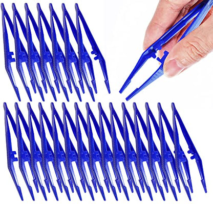 First Aid Tweezers, Plastic Tweezers, Disposable Forceps for Medical, Crafts, Dressing, Gauze, Lab, School, Elementary Science - size: 30 PACK