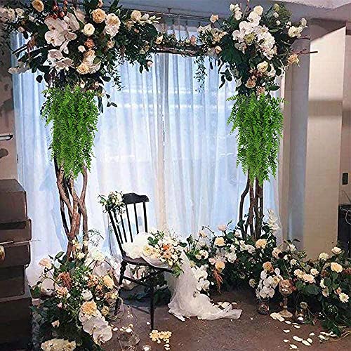 Artificial Plants 4 Pcs, Vines Ferns Persian Rattan Fake Hanging Plant Faux Hanging Boston Ivy Leaves Fern Outdoor UV Resistant Plastic Plants for Wall Indoor Vine (Green) - color: Boston Vine - 4pcs