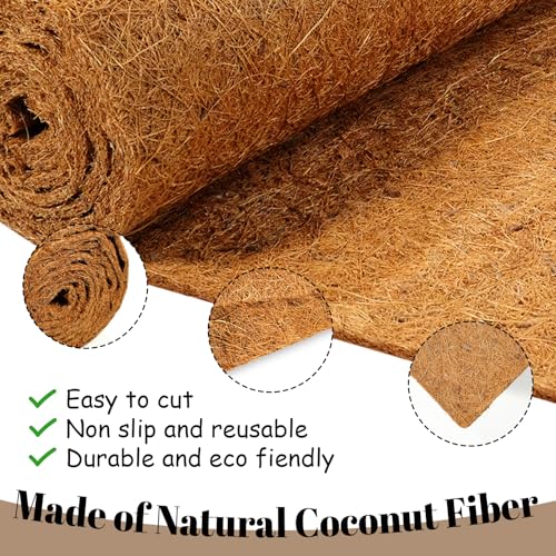 1 Roll No-Slip Ice and Snow Carpet Mats,16x80 Inch Coconut Coir Liner Roll Natural Coconut Fiber Anti-Slip Coco Coir Carpet Mat for Garden,Front Door,Stairs,Porch Outdoor Safer Walking - size: 1'4" x 6'8" (Rectangular)